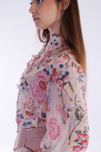 Camicia floreale con rouches