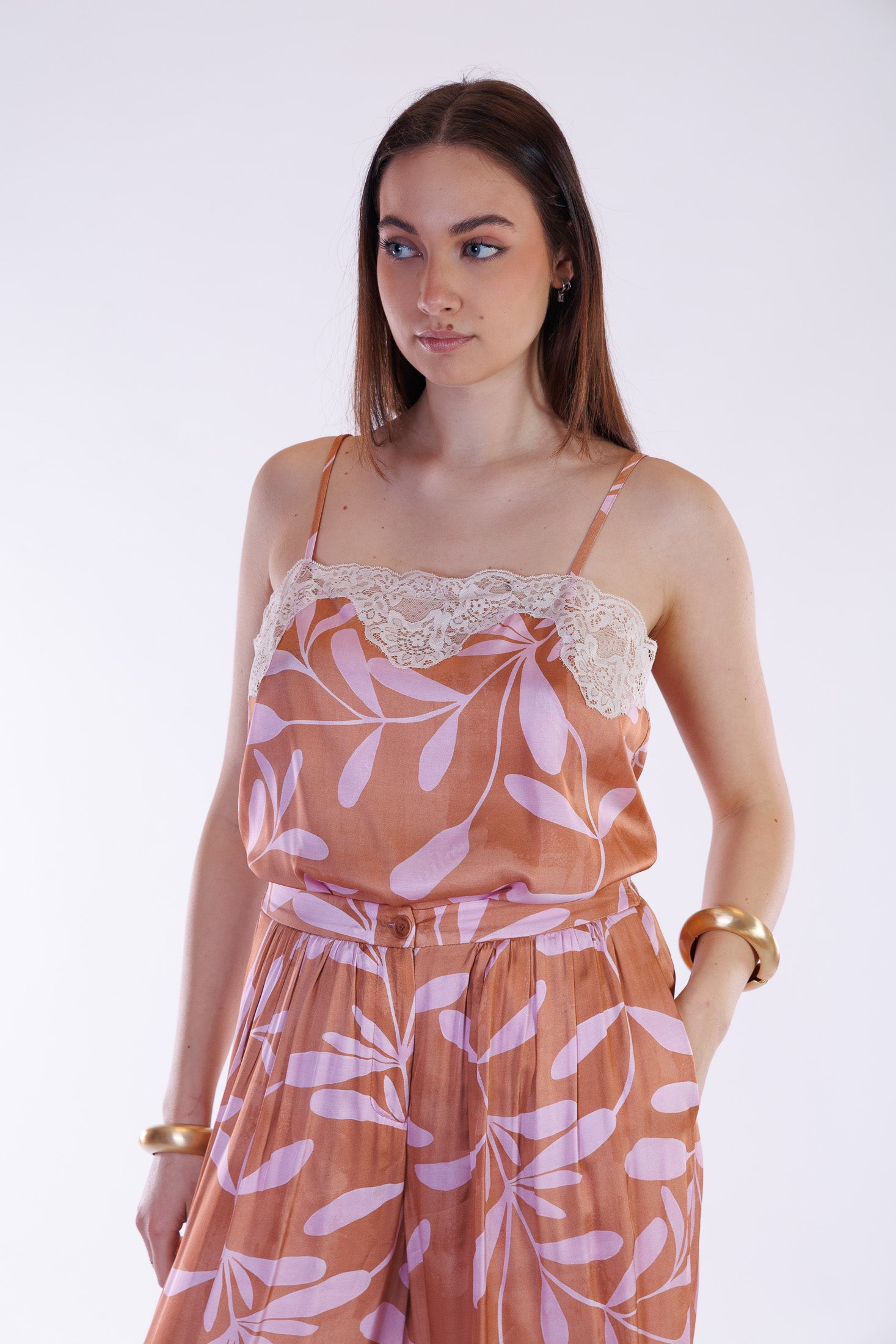 Pantalone fluido ramage