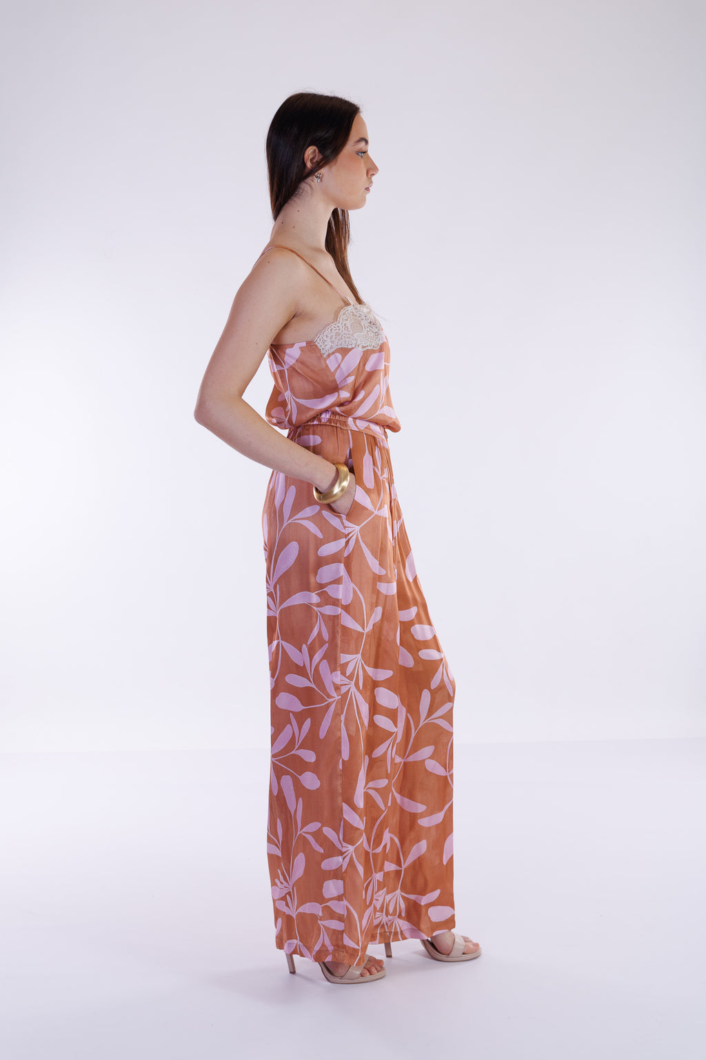 Pantalone fluido ramage