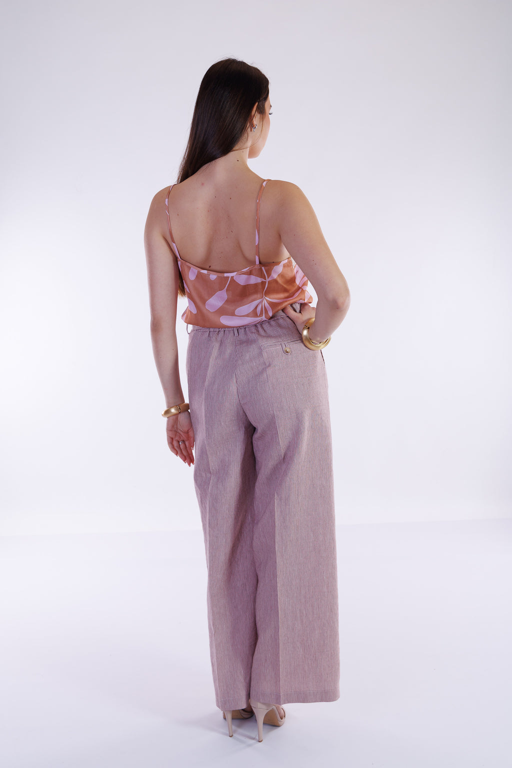 Pantalone largo righine