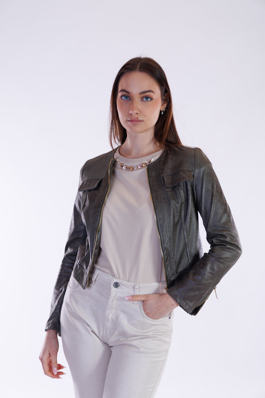 Giubbino zip ecopelle