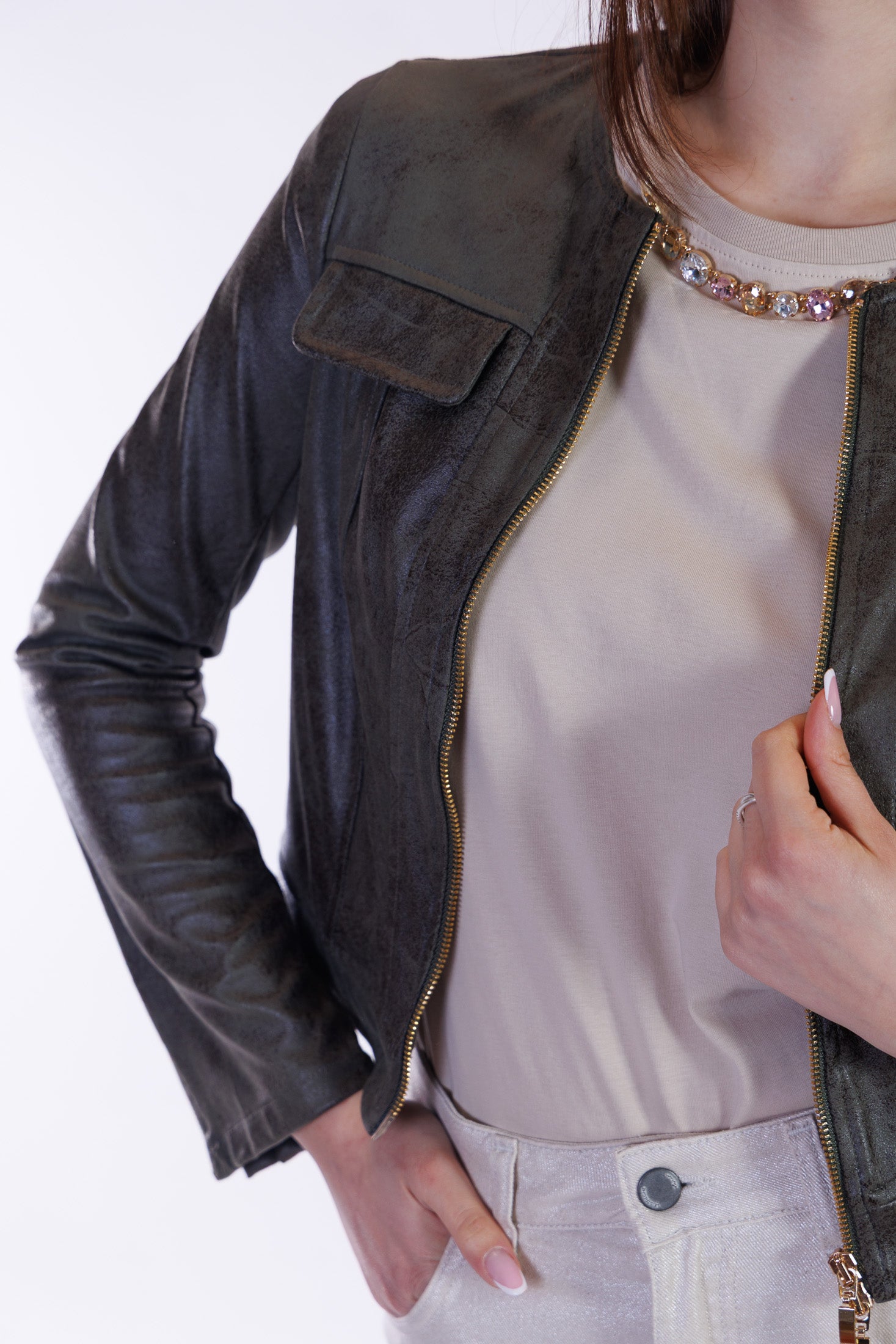 Giubbino zip ecopelle