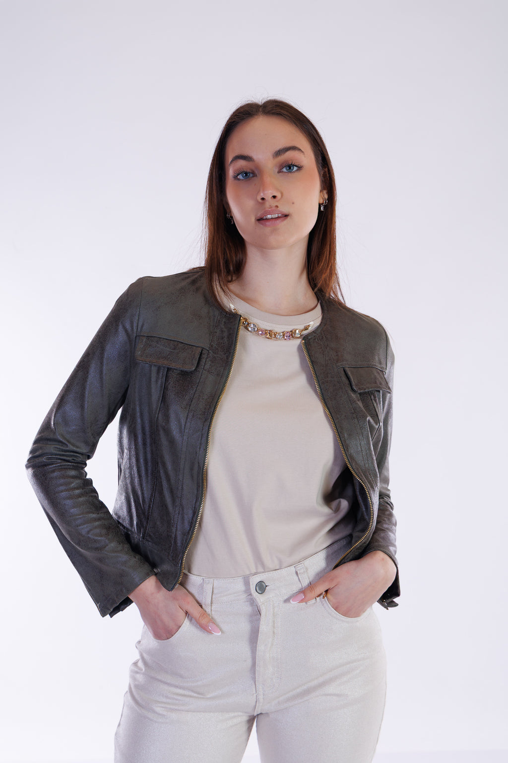 Giubbino zip ecopelle