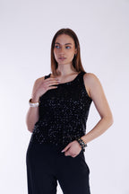 Top paillettes e jersey