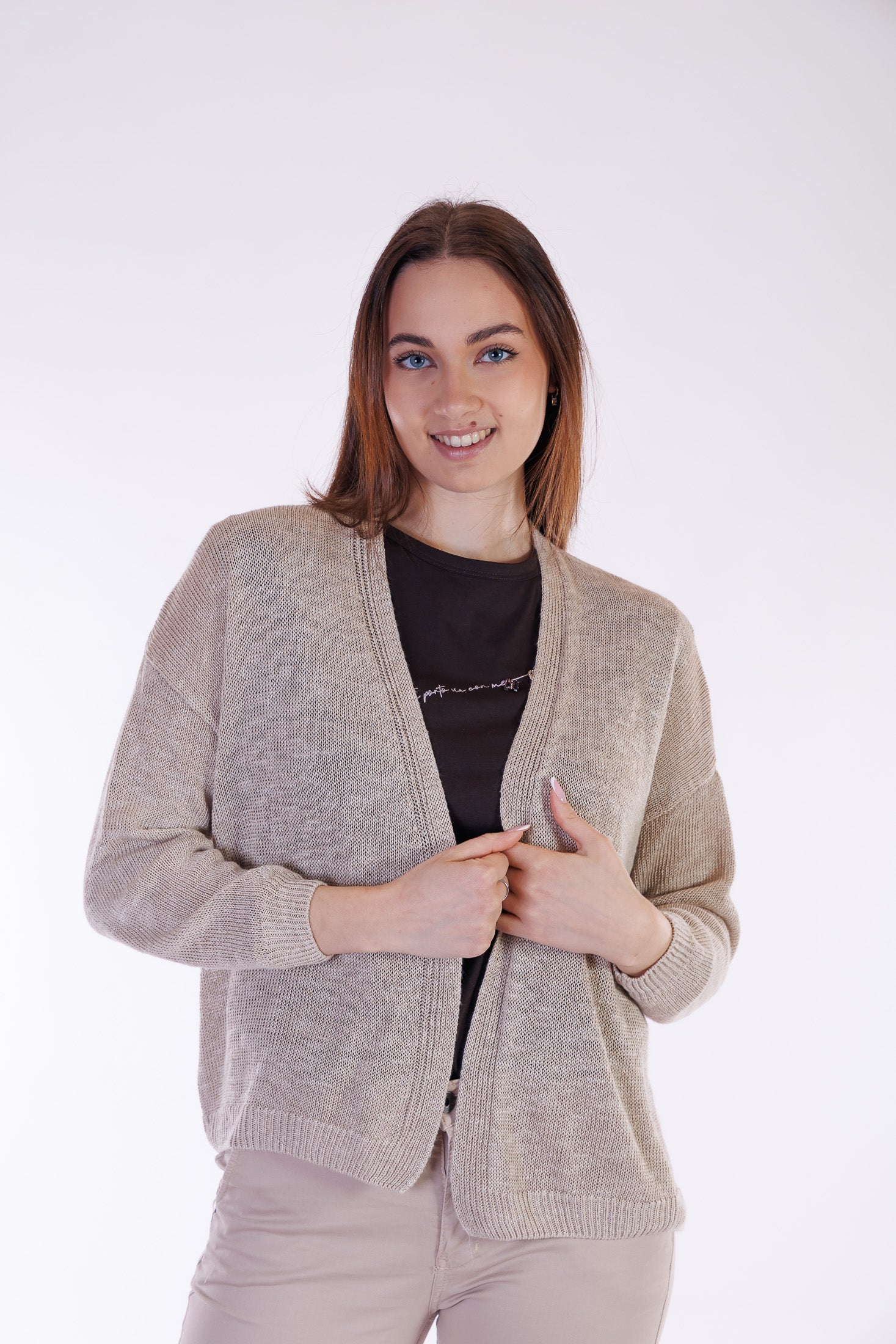 Cardigan misto lino
