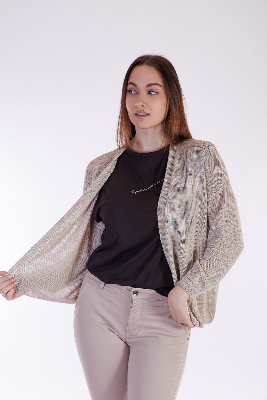 Cardigan misto lino