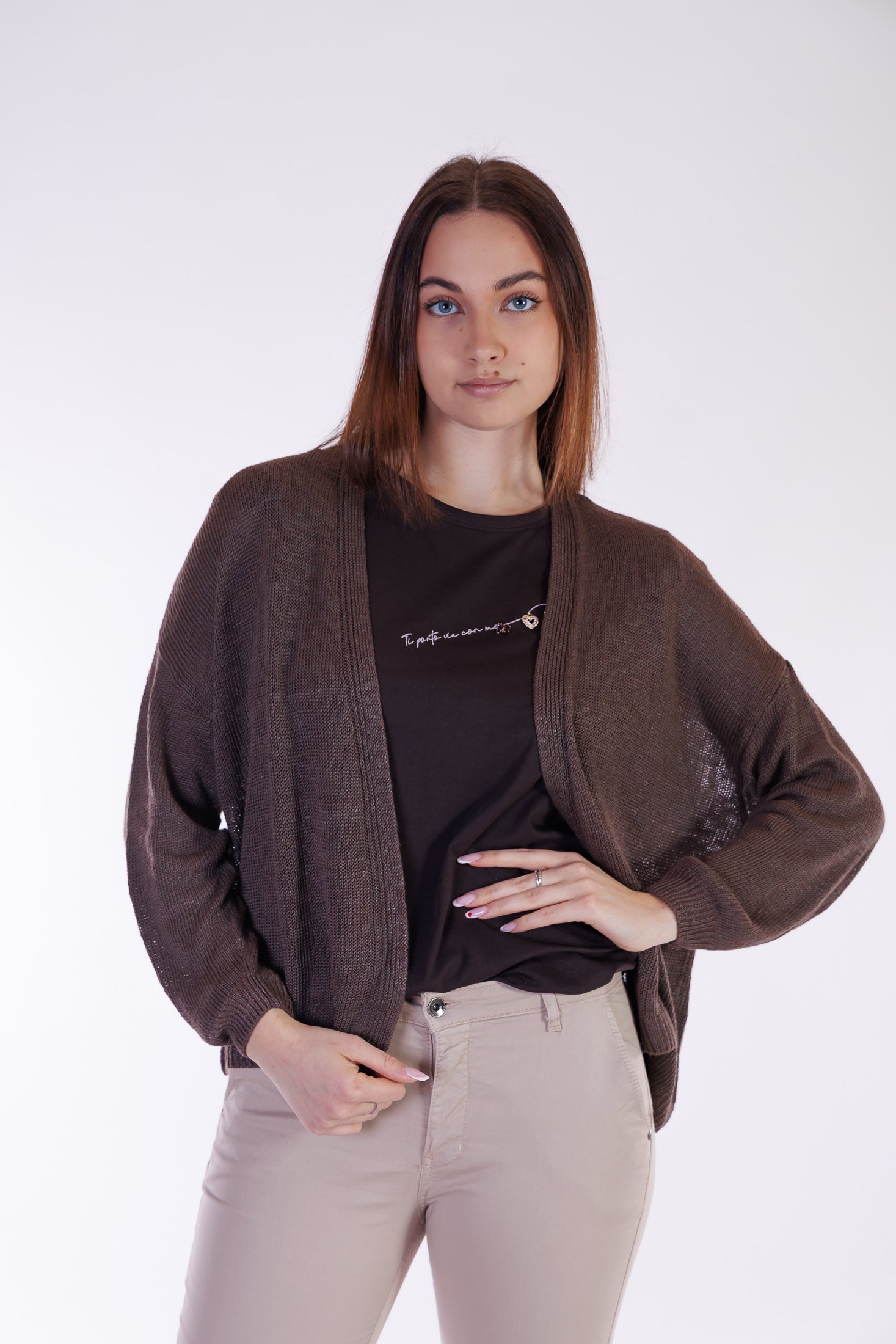 Cardigan misto lino