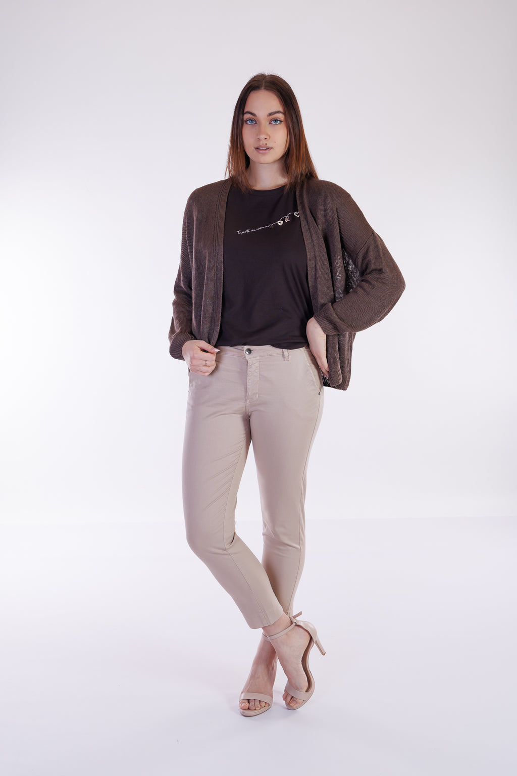 Cardigan misto lino