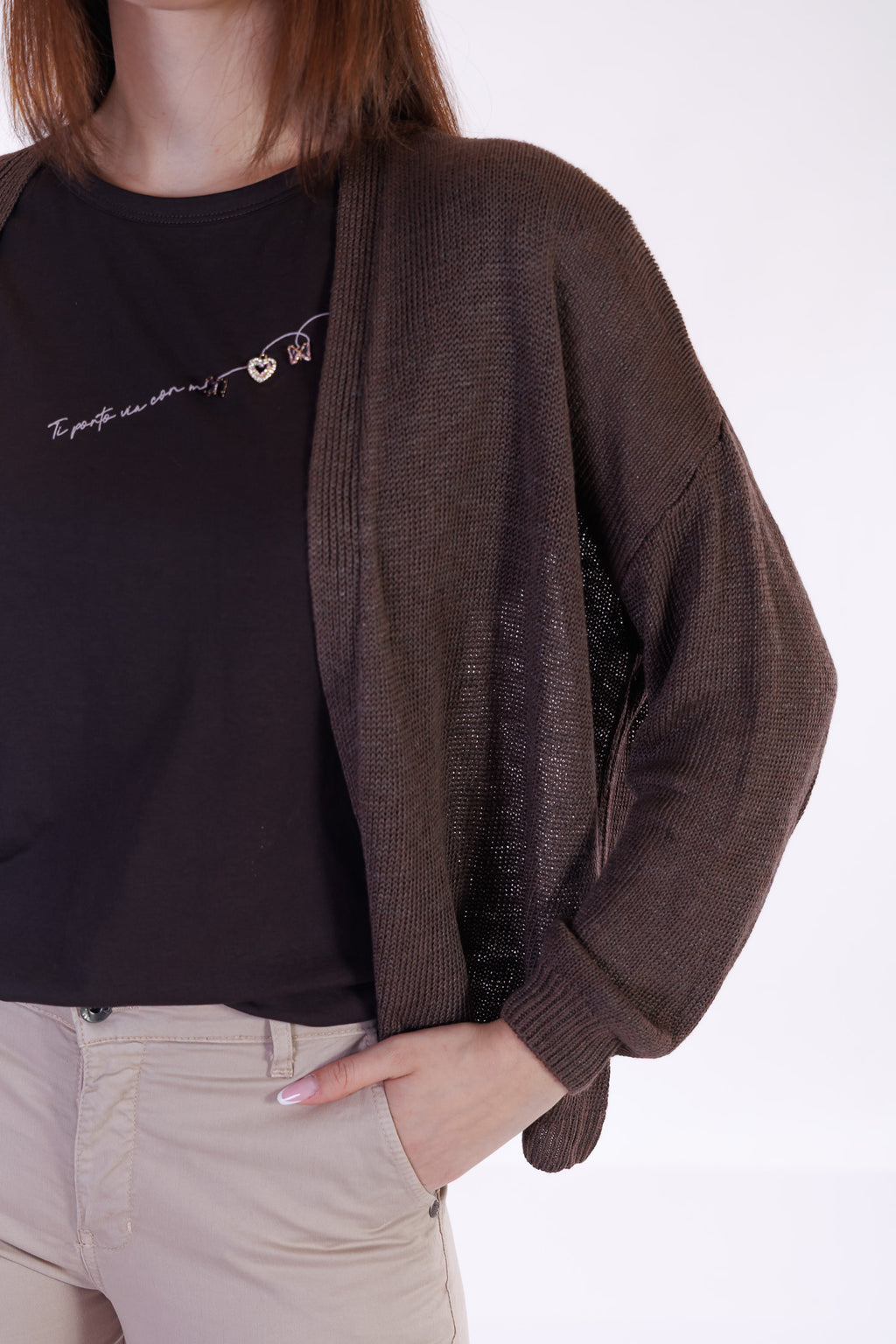 Cardigan misto lino