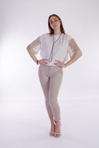 T-shirt bitessuto strass maniche