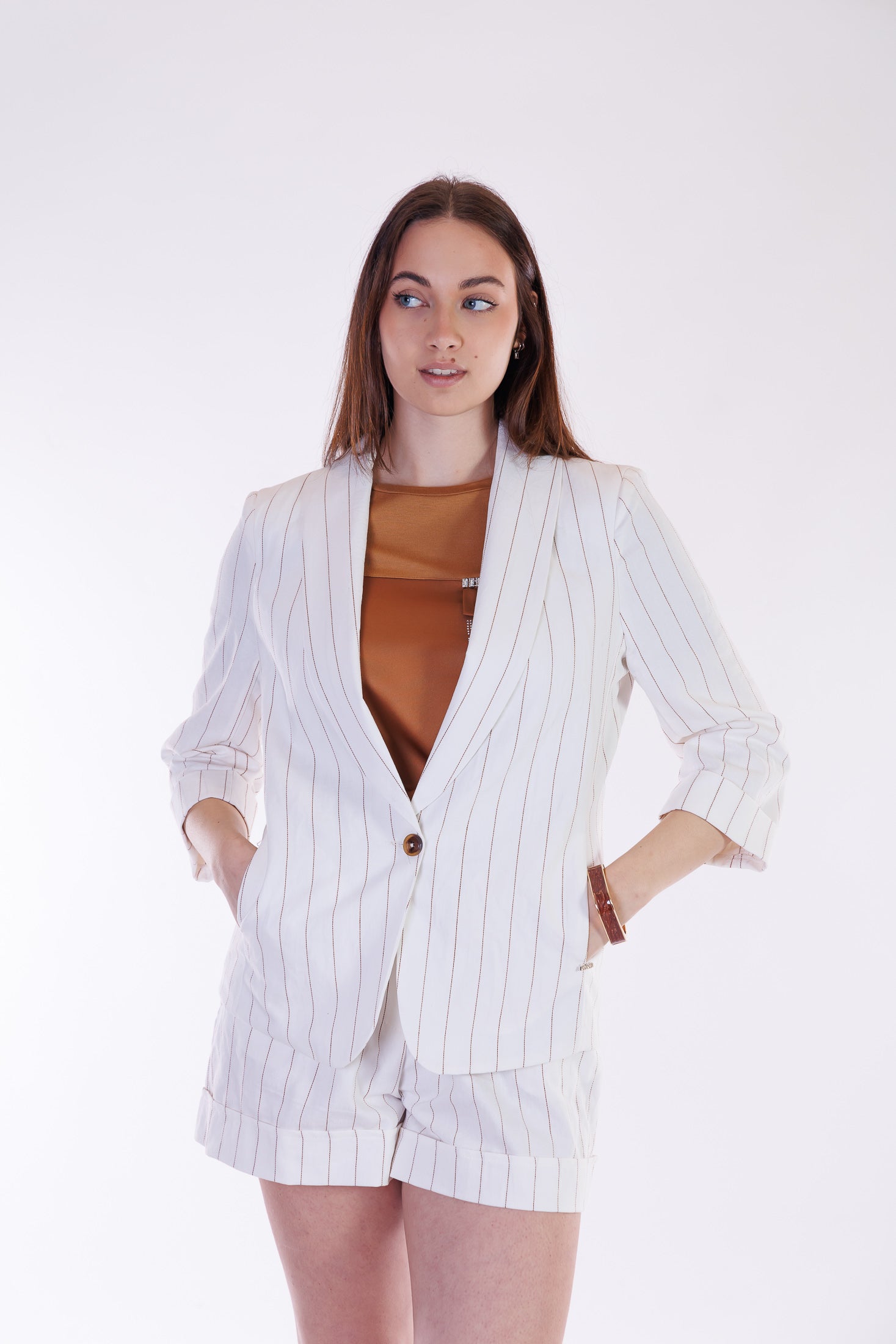 Giacca monopetto gessata