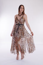 Abito tagli misto seta