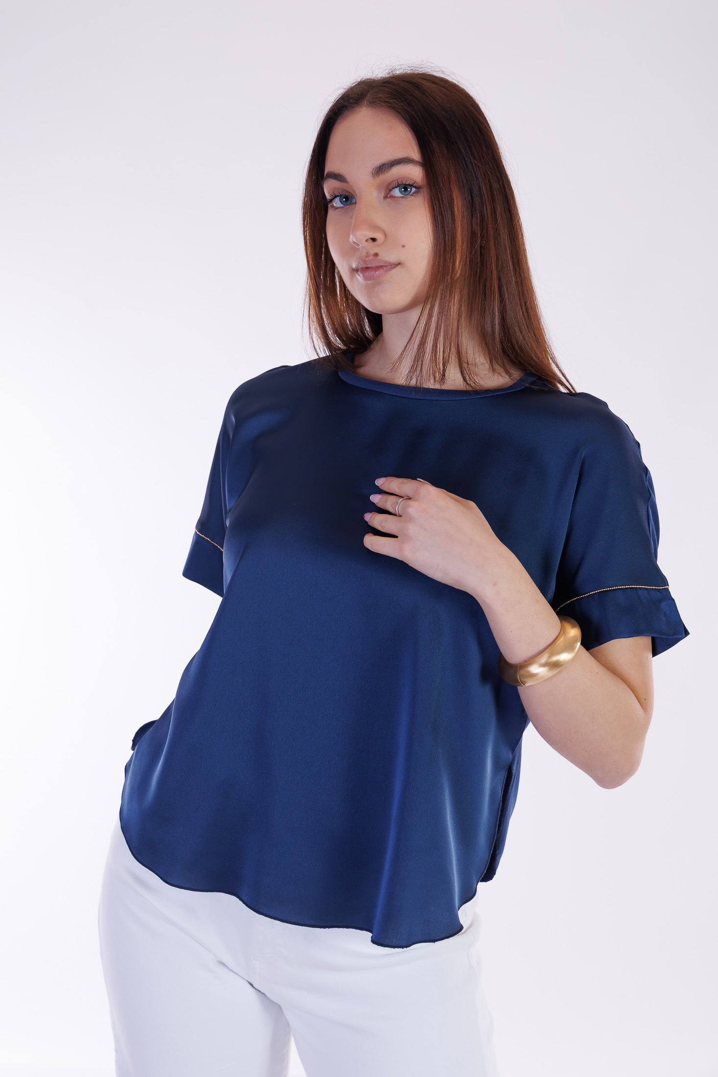 T-shirt perline maniche