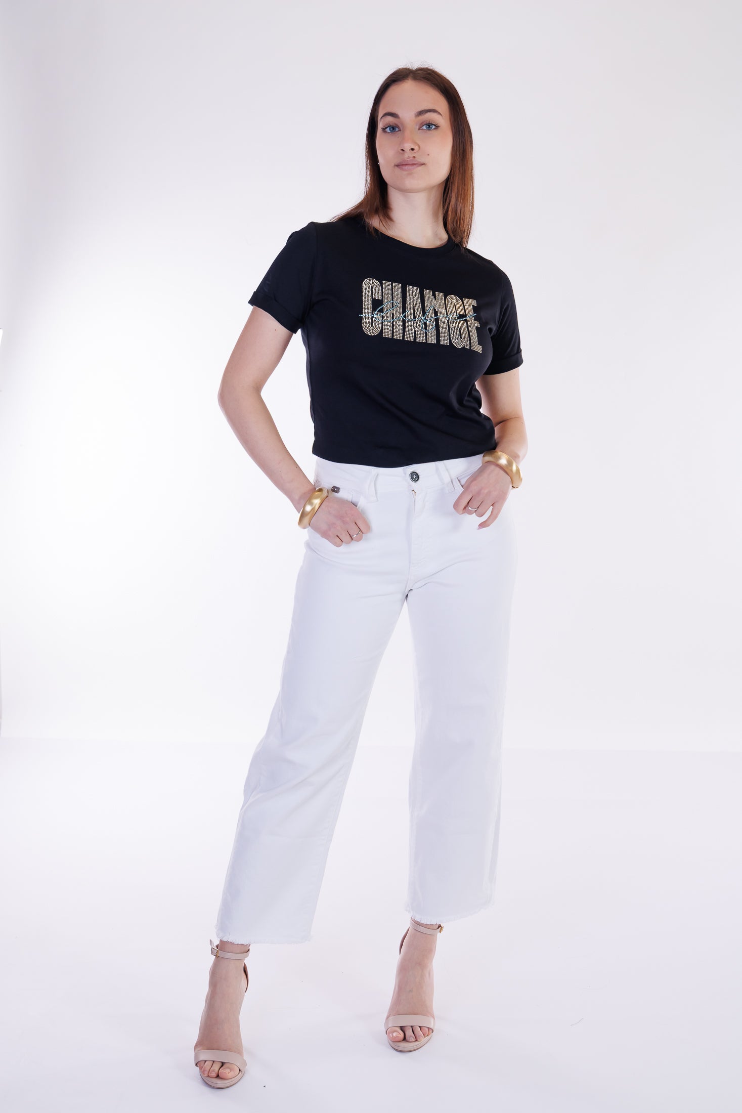 Jeans cropped frangette