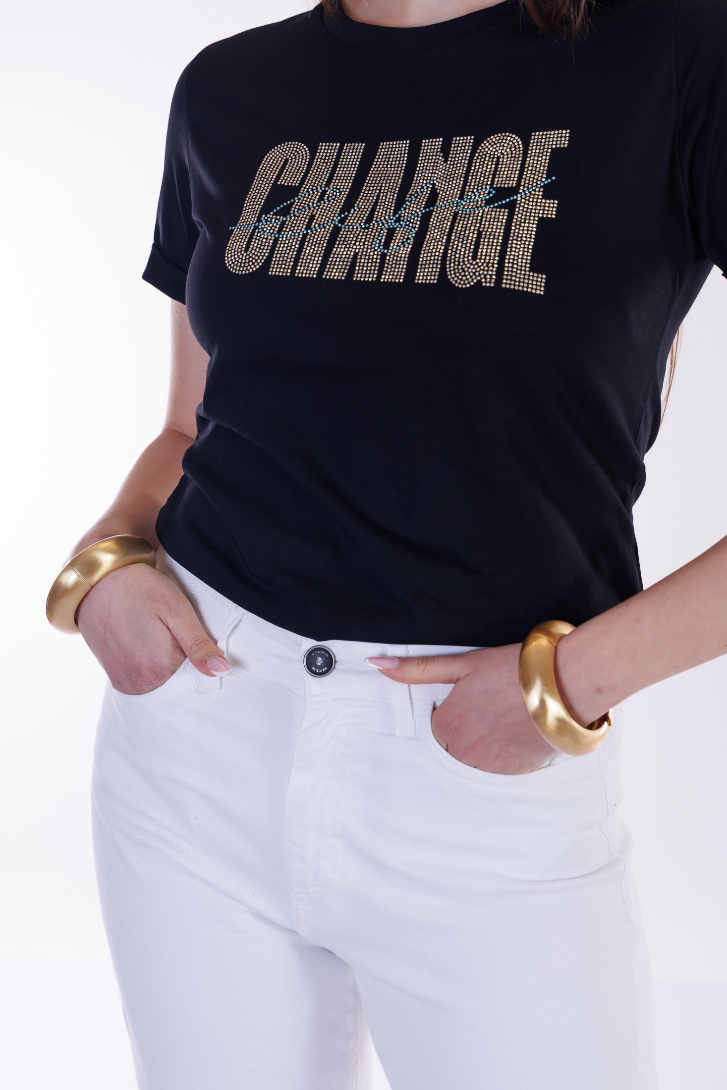 Jeans cropped frangette