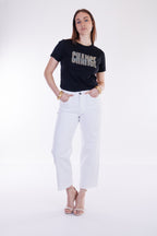 Jeans cropped frangette