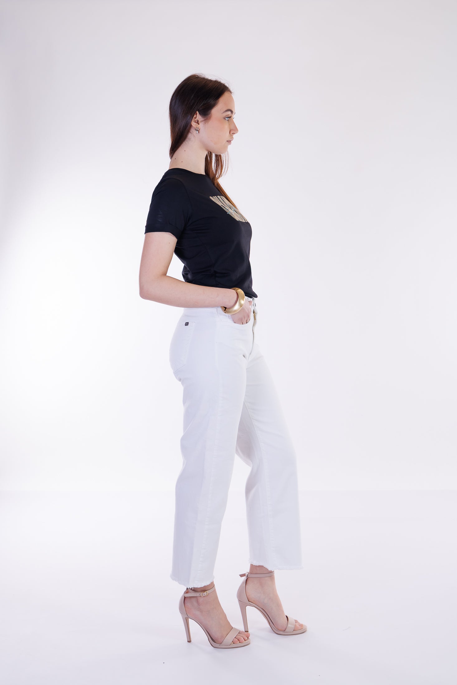 Jeans cropped frangette