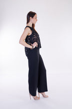 Top ricami e paillettes