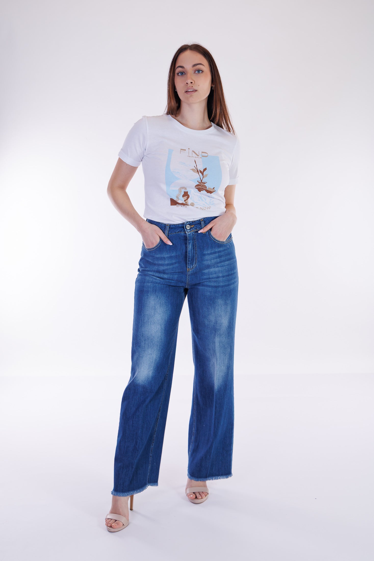 Jeans palazzo frangette