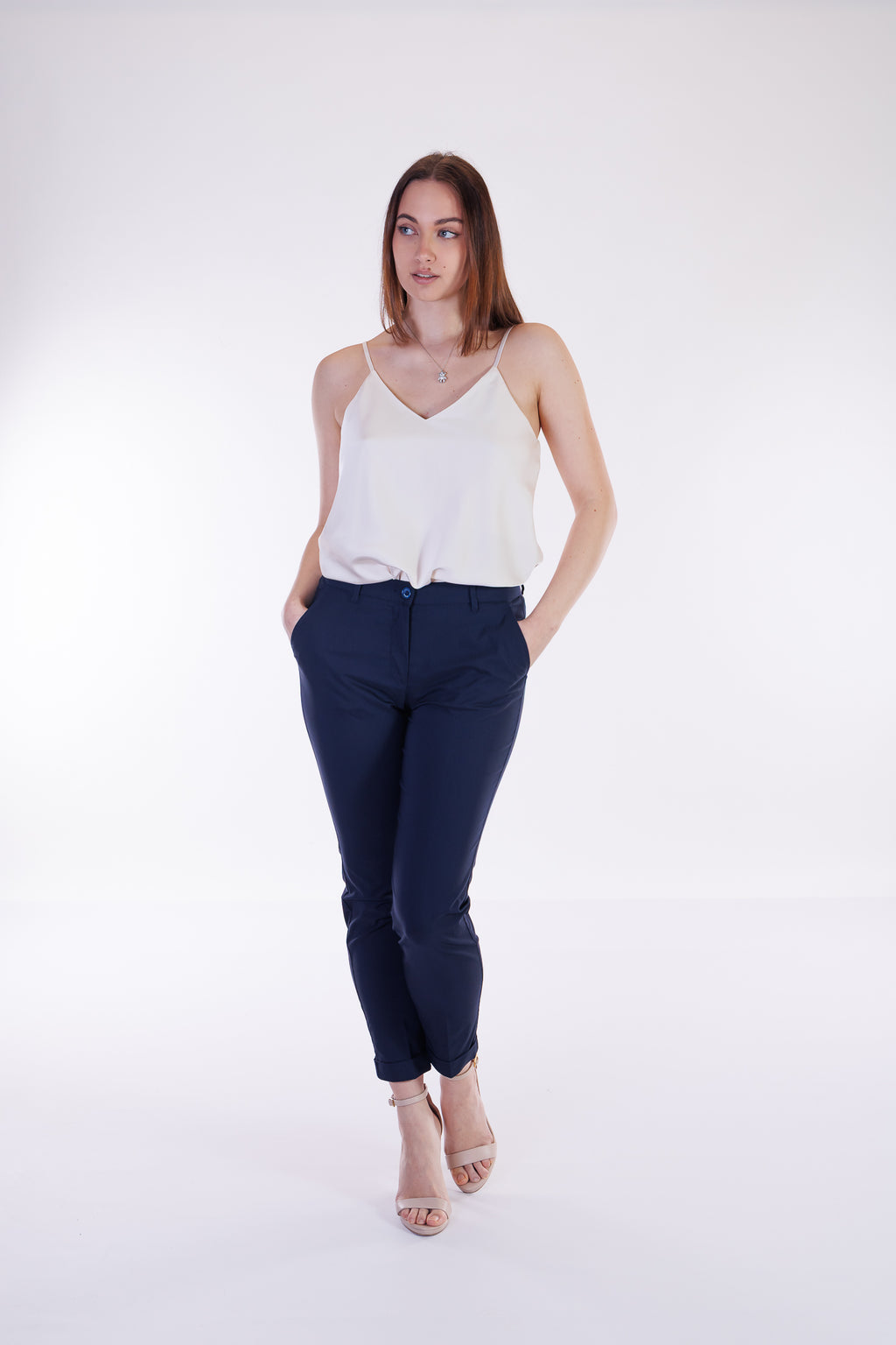 Pantalone viscosa risvolto