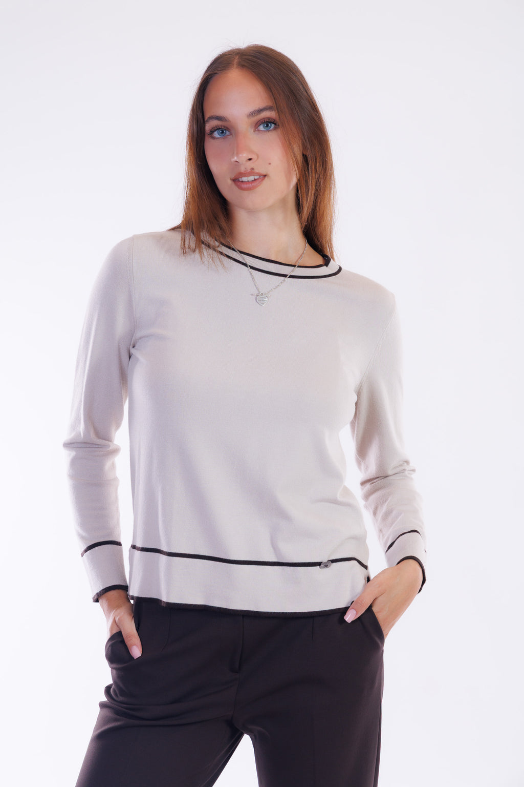 Pantalone slim risvolto