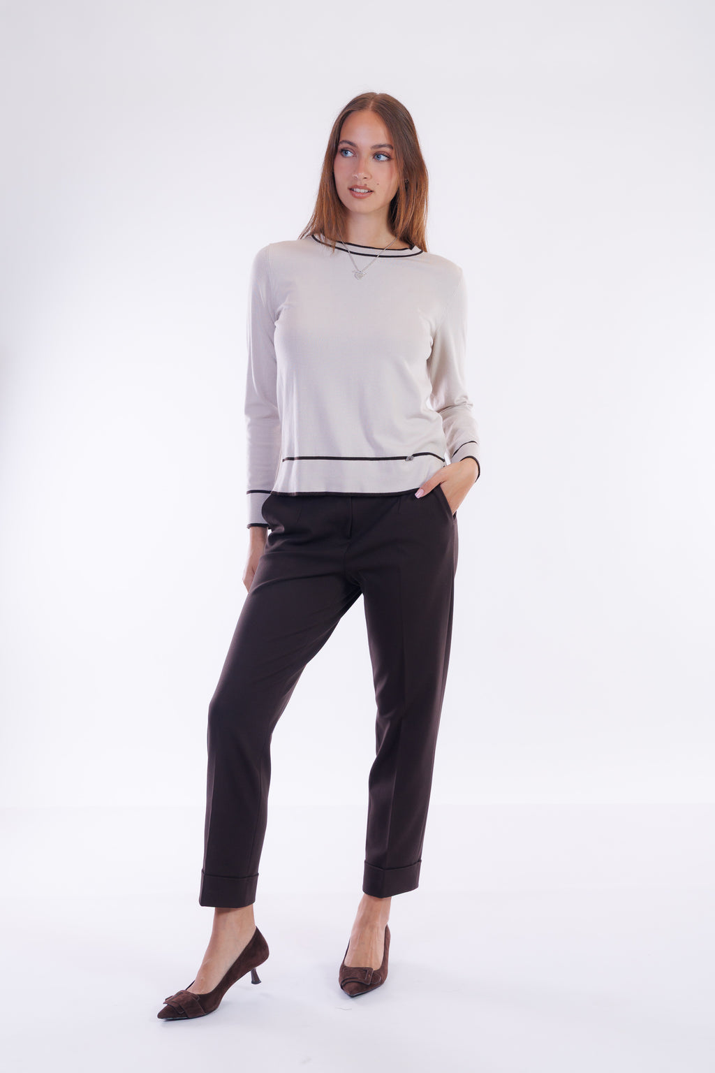 Pantalone slim risvolto