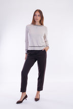 Pantalone slim risvolto