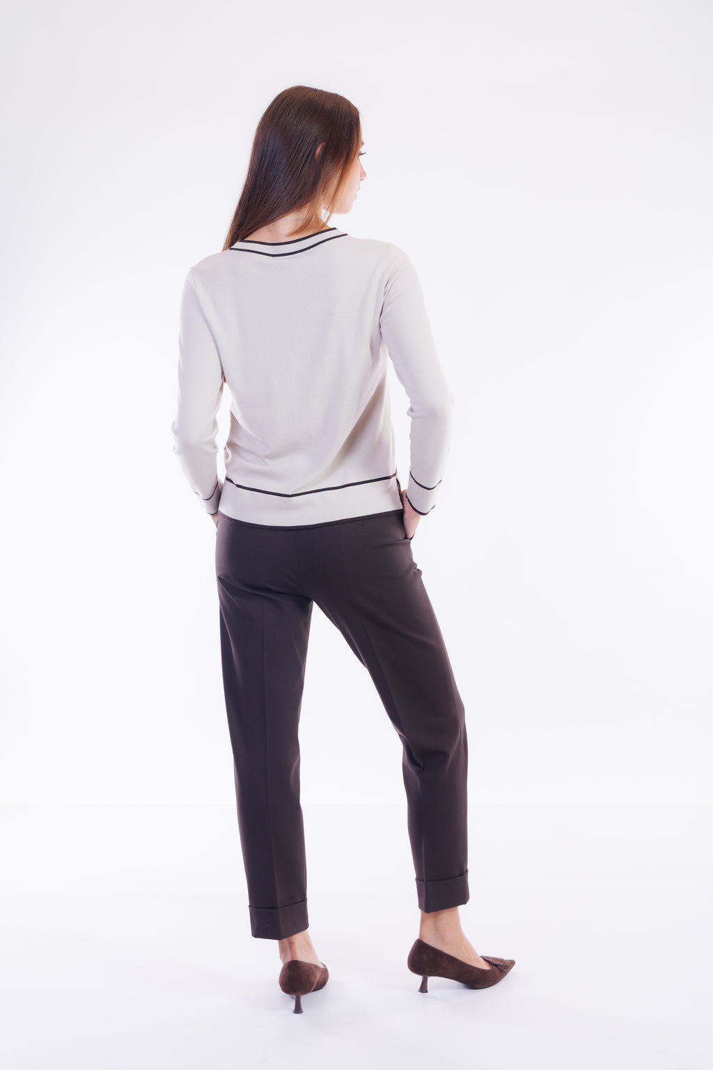 Pantalone slim risvolto