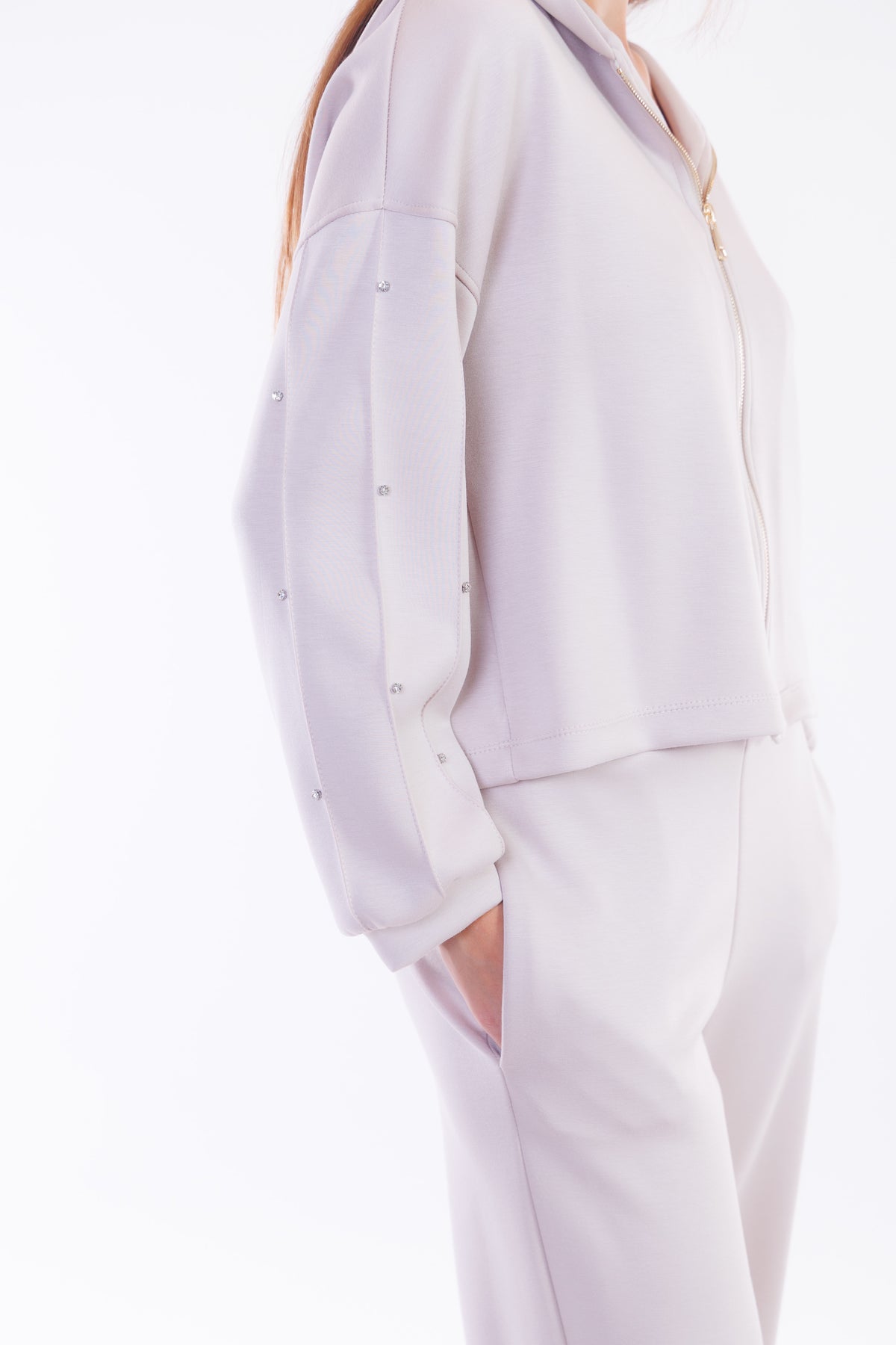 Felpa zip strass