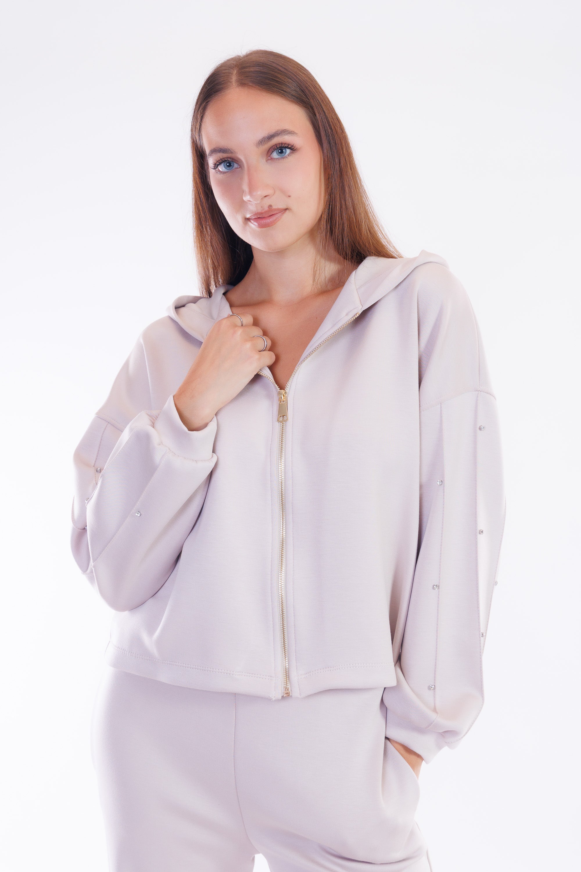 Felpa zip strass