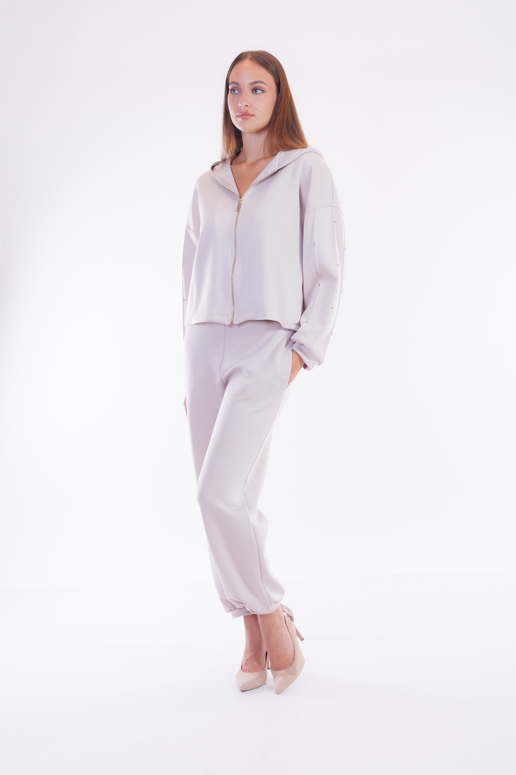 Felpa zip strass