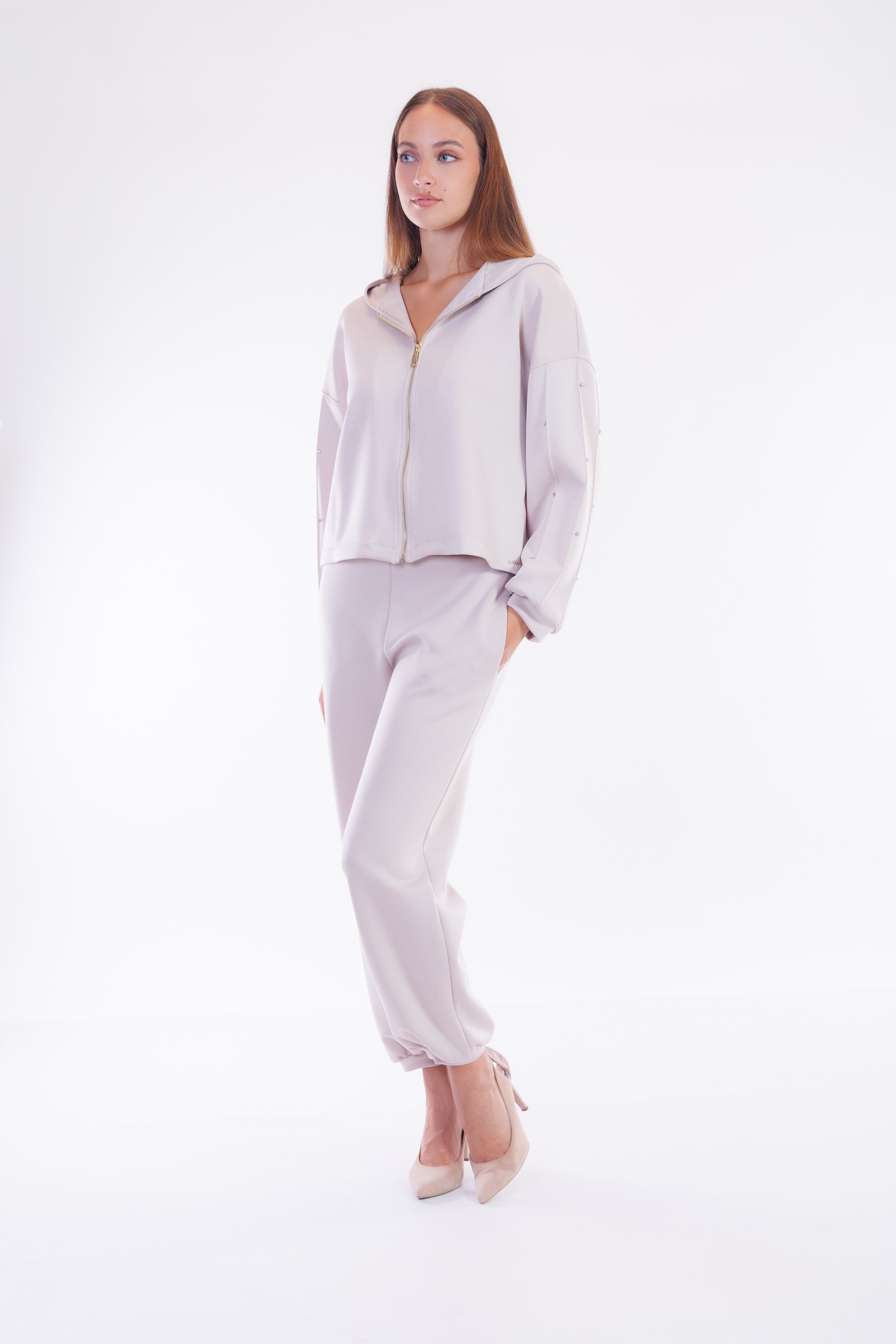 Felpa zip strass