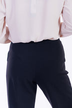 Pantalone cropped risvolto crepe