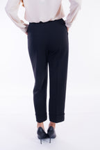 Pantalone cropped risvolto crepe
