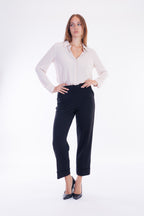Pantalone cropped risvolto crepe