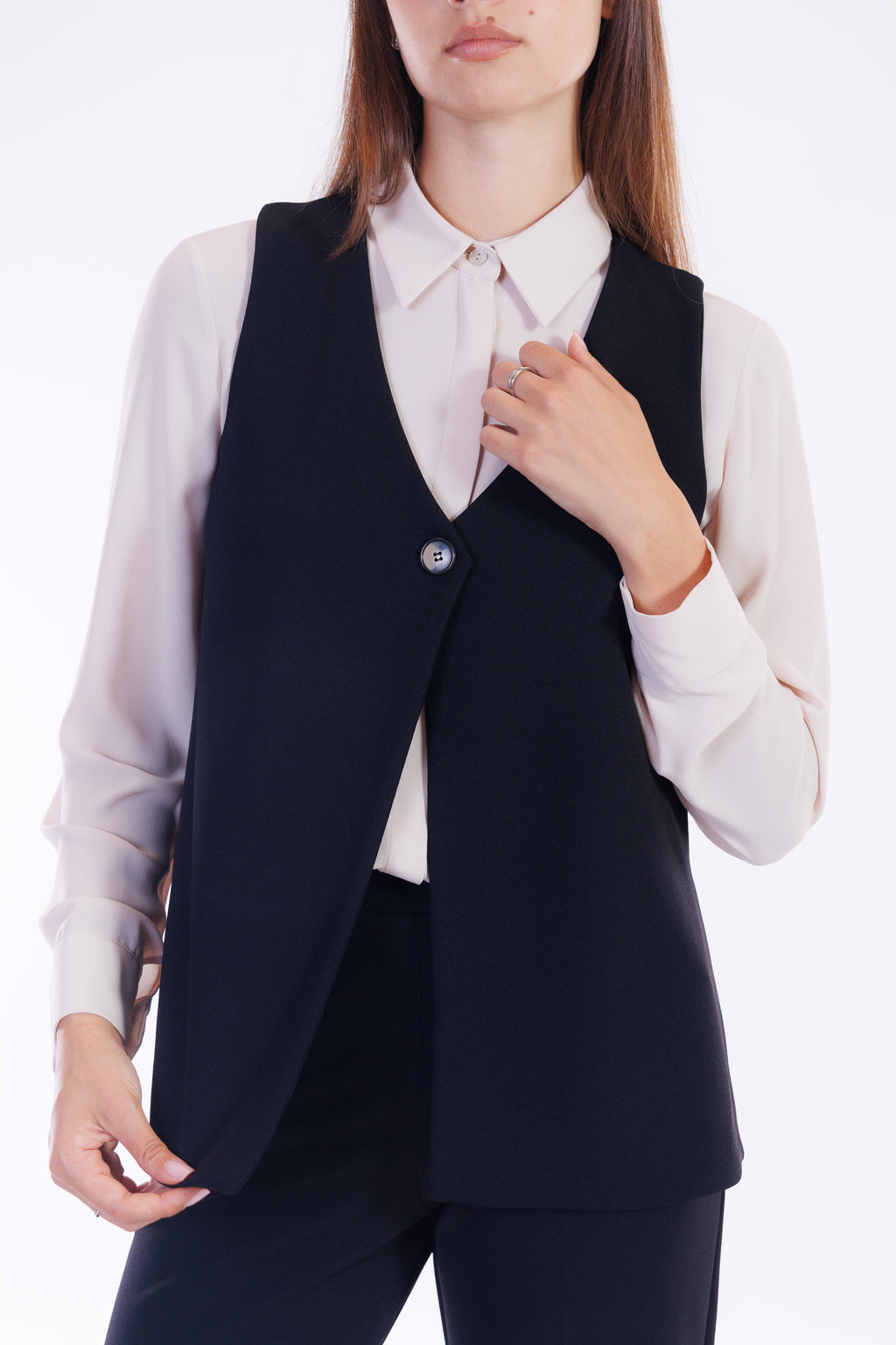 Gilet 1 bottone crepe
