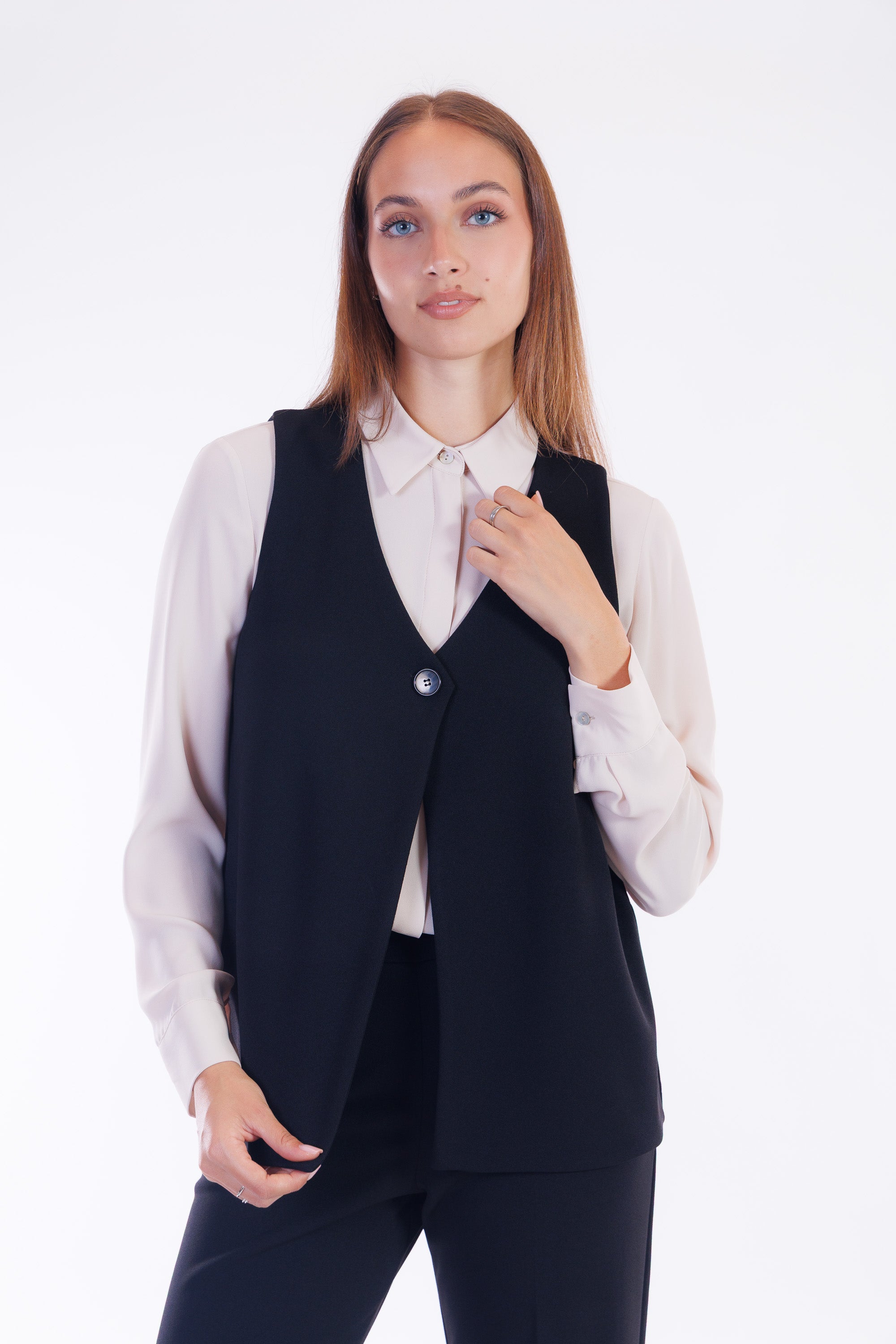 Gilet 1 bottone crepe