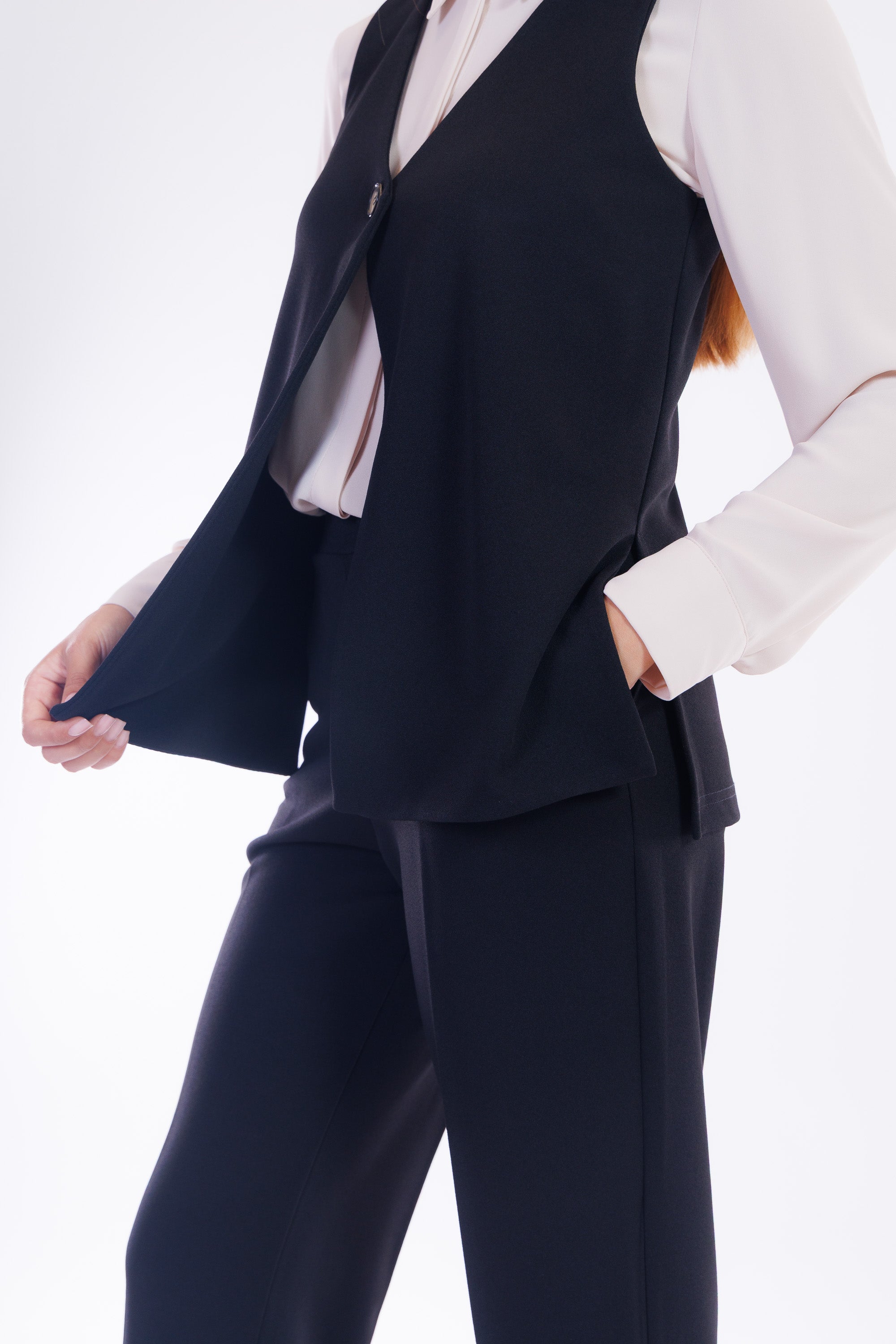 Gilet 1 bottone crepe