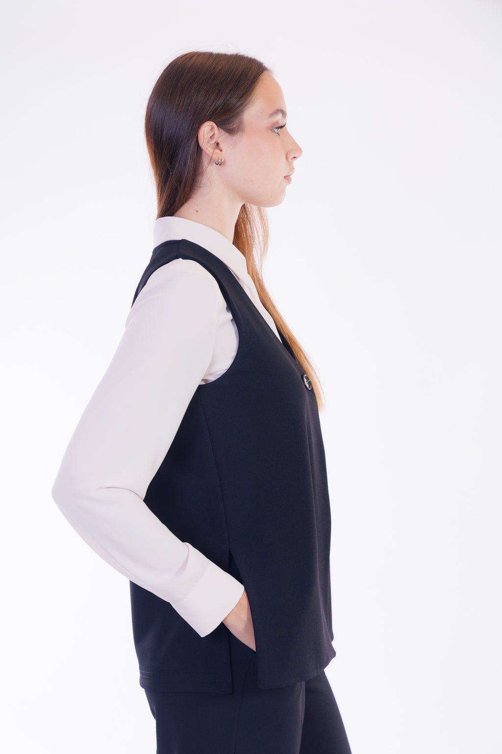 Gilet 1 bottone crepe