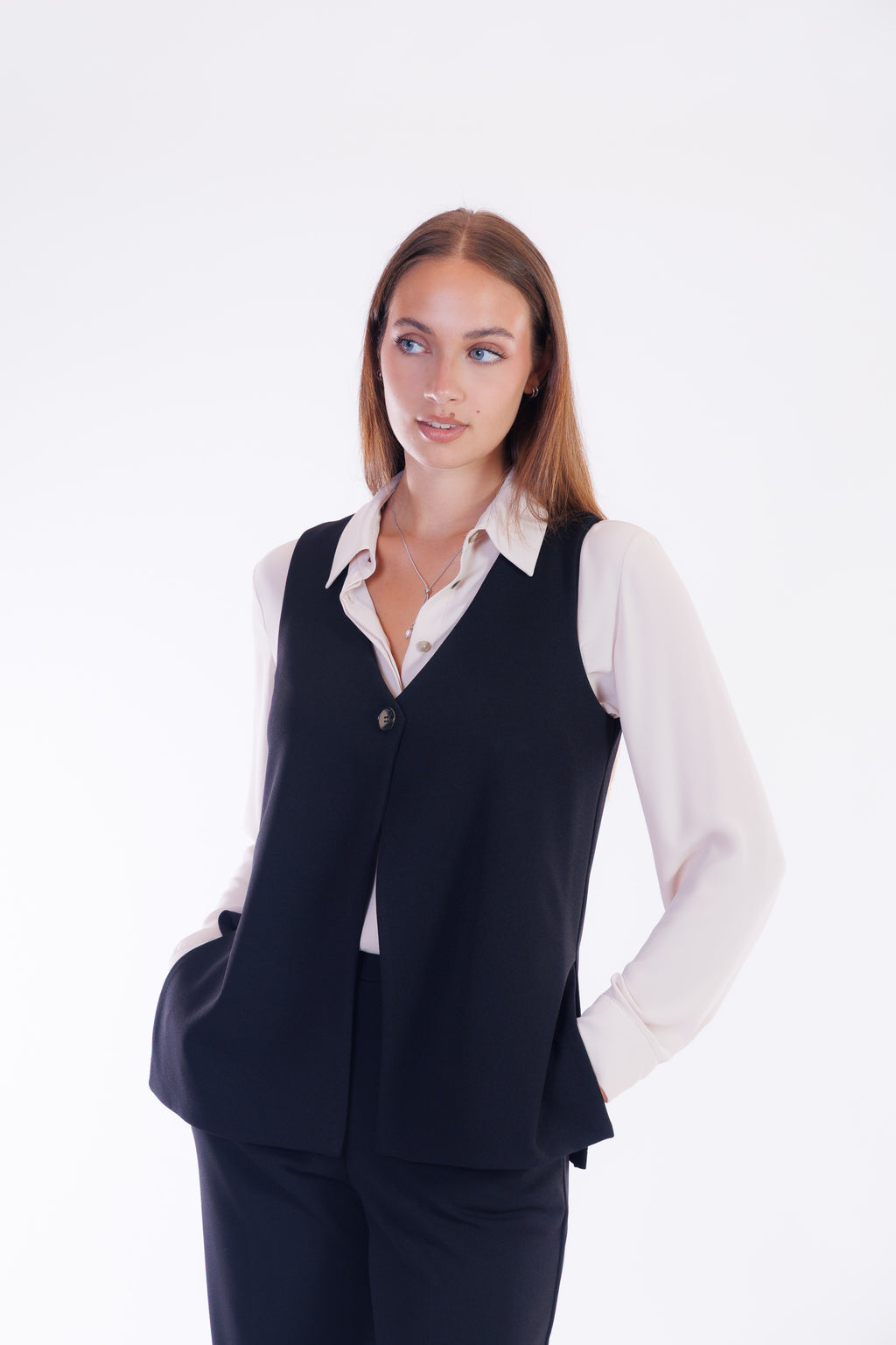 Gilet 1 bottone crepe