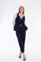 Pantalone cropped risvolto crepe