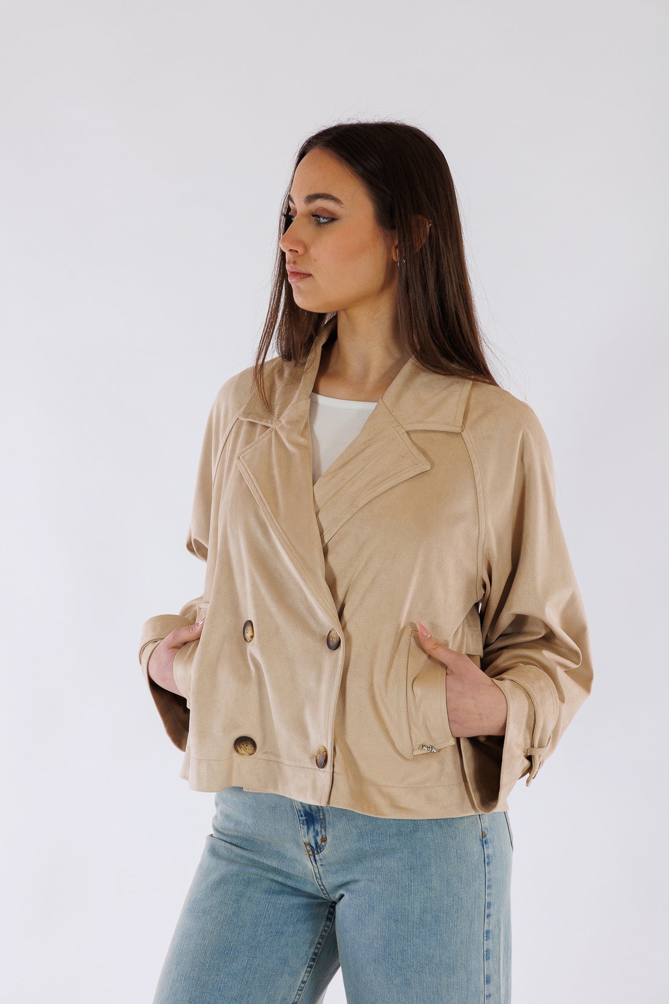 Giacca doppiopetto eco camoscio