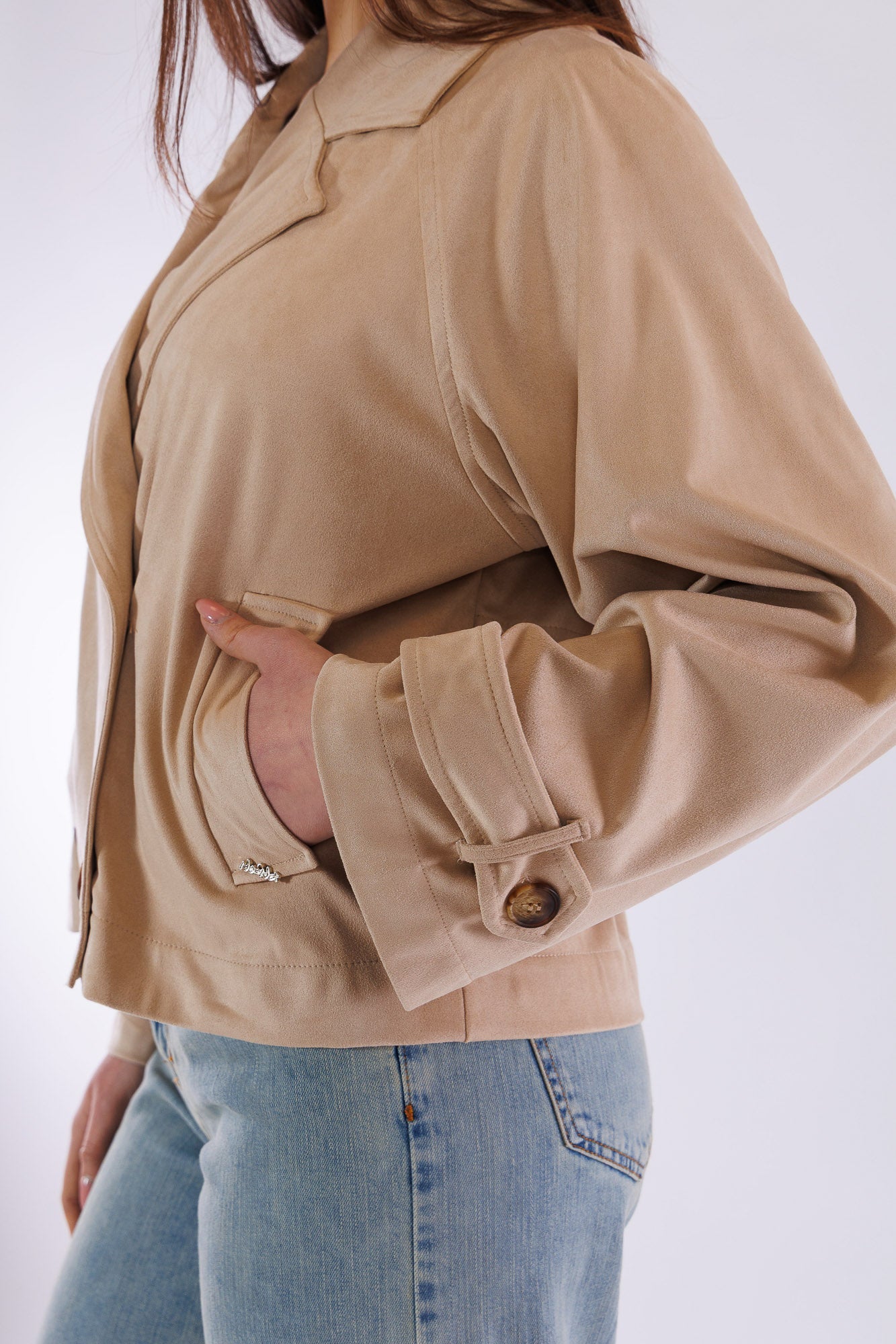 Giacca doppiopetto eco camoscio