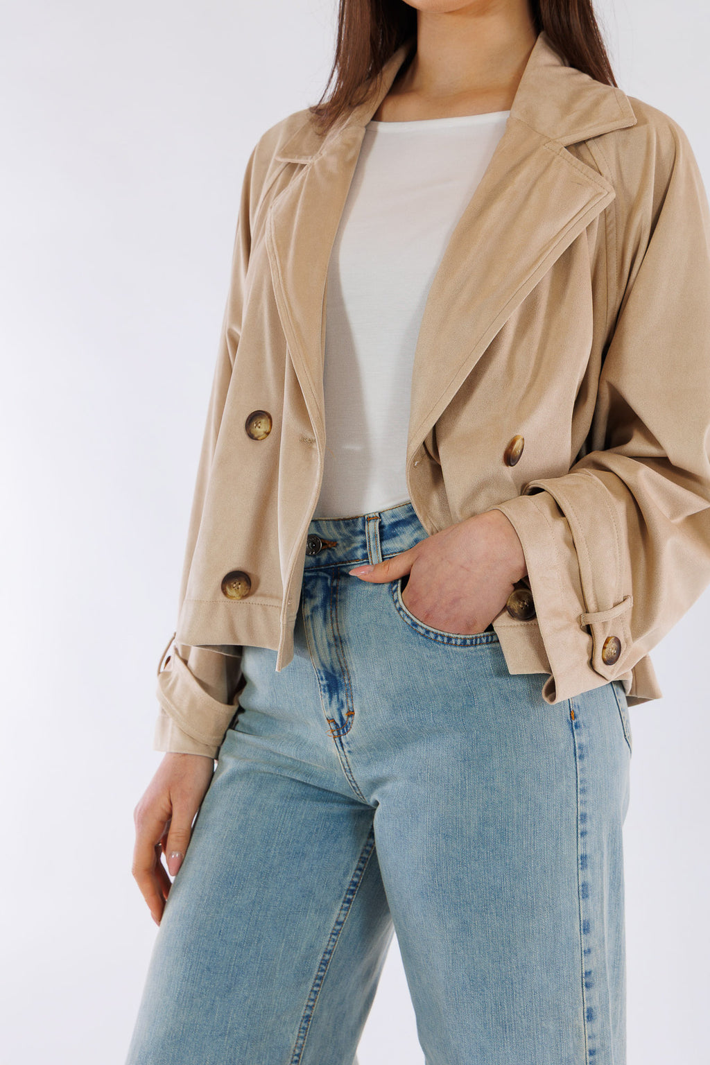 Giacca doppiopetto eco camoscio