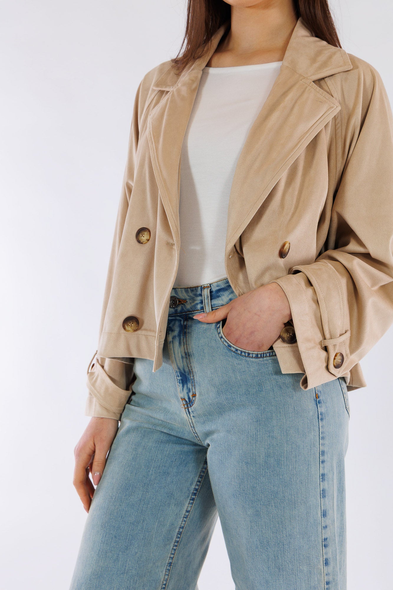 Giacca doppiopetto eco camoscio