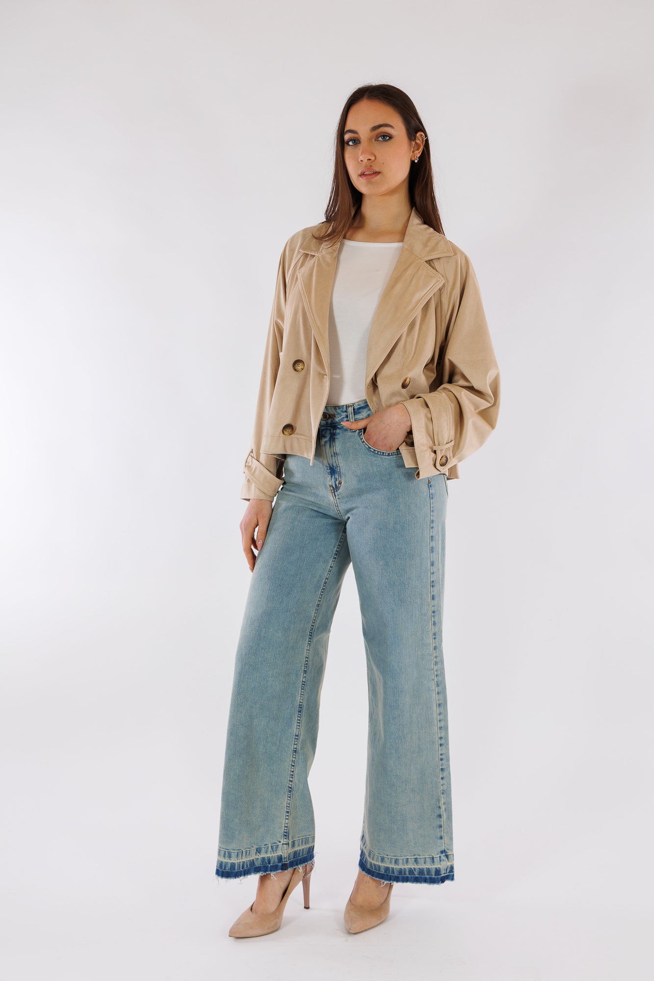 Giacca doppiopetto eco camoscio