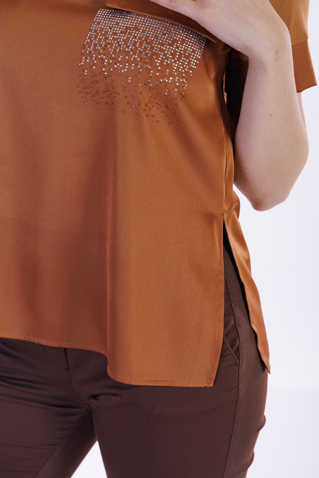 T-shirt bitessuto con strass tasca