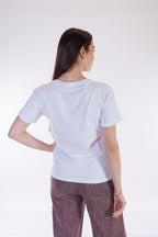 T-shirt stampa foulard e strass