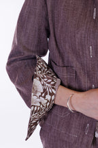 Giacca denim risvolto stampa