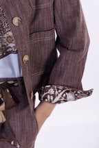 Giacca denim risvolto stampa